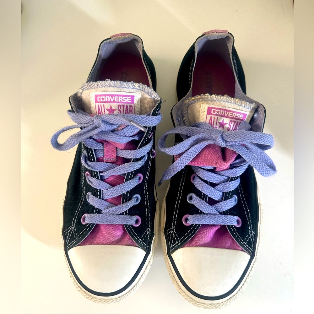 Vintage. CONVERSE Chuck Taylor All Star Double Tongue Black Sneakers. Size 5